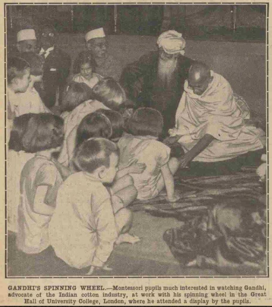 Mahatma Gandhi with Montessori kids in India - History of Montessori