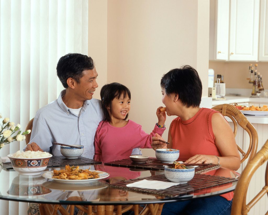 family eating together